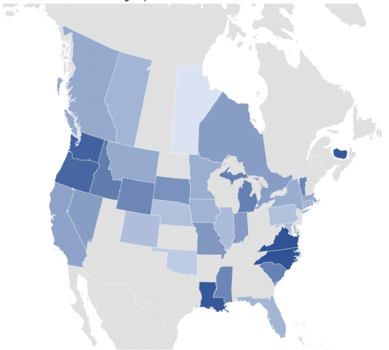 US and Canada Map Fixed Type Rebates
